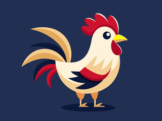 Stylized Rooster Illustration Cartoon Bird Farm Animal