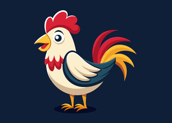 Cartoon Rooster Illustration Cheerful Farm Animal Design