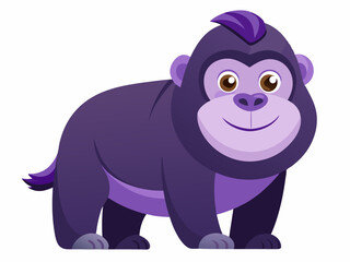 Adorable Purple Gorilla Cartoon Character Illustration