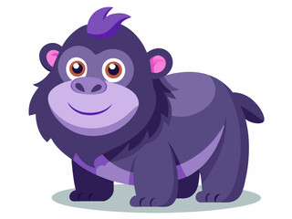 Adorable Purple Baby Gorilla Cartoon Illustration
