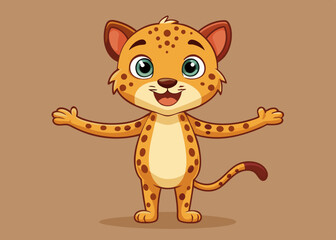 Adorable Cartoon Cheetah Welcoming with Open Arms