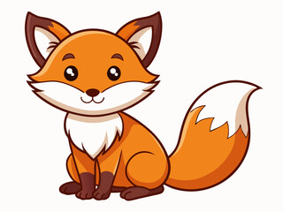 Adorable Cartoon Fox Sitting Illustration for Childrens Book