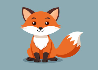 Adorable Cartoon Fox Sitting Illustration for Kids