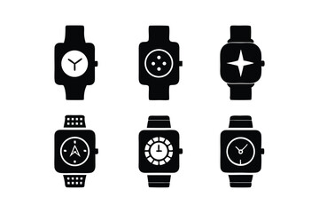 set of watch icon silhouette vector illustration