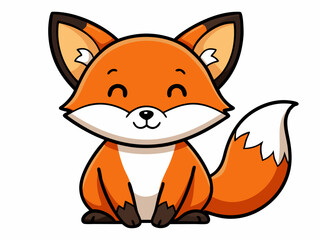 Adorable Cartoon Fox Sitting Illustration for Kids