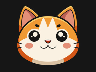 Adorable Cartoon Cat Face Illustration Cute Pet Animal Design
