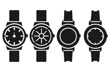 set of watch icon silhouette vector illustration