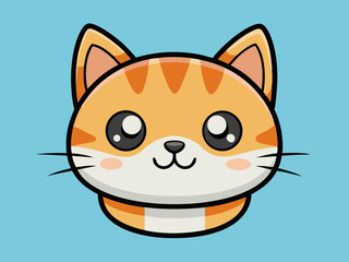 Adorable Orange Tabby Kitten Cartoon Face Illustration