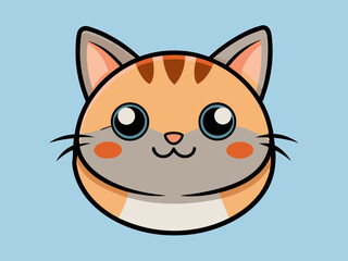 Adorable Cartoon Cat Face Cute Kawaii Pet Animal Design