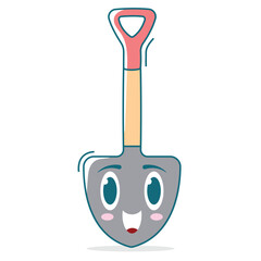 Kawaii Shovel Character Vector with Cute Face and Soft Style, Perfect for Garden Illustrations, Outdoor Designs, Fun DIY Projects, and Cheerful Visual Content.