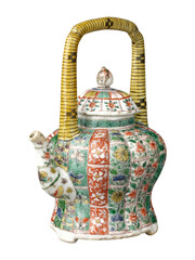Ornate Chinese Covered Teapot - Qing Dynasty Porcelain - Decorative Object