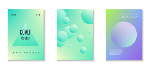 Gradient Shape. Grainy Holographic Design. 3d Poster. Digital Placard. Geometric Sphere Illustration. Hologram Poster. Pink Noise Triangle Set. Blue Gradient Shape