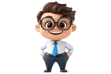 Adorable Anime Businessman Boy Vector Illustration