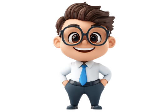 Adorable Anime Businessman Boy Vector Illustration