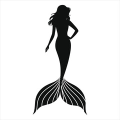 Elegant Vector Silhouette of a Mermaid...