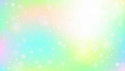 Fairy Hologram. Pink Kawaii Pattern And Beautiful Magic Background. Purple Unicorn Gradient. Watercolor Girl Design In A Light Mermaid Backdrop. Blue Fairy Hologram.