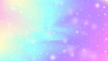 Obraz premium Unicorn Hologram. Pink Princess Pattern And Beautiful Kawaii Gradient. Purple Fairy Background. Cute Sparkle Texture With Candy Glitter And Watercolor Effect. Blue Unicorn Hologram.