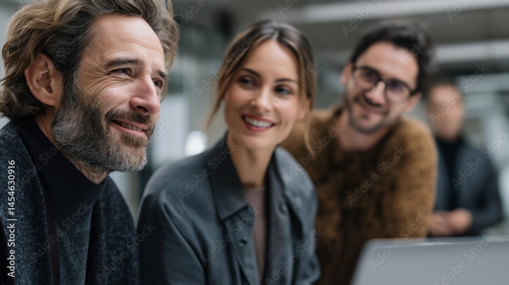 Leinwandbilder three professionals engage in a conversation and share ideas in a corporate office. the dynamic inte