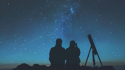 Couple Stargazing on a Clear Night – Romantic, Peaceful, and Dreamy Outdoor Moment
