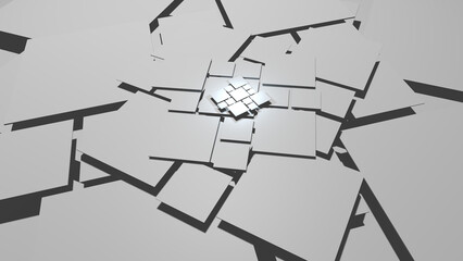 Illustration of a nameless white square overlapping with a white glowing light