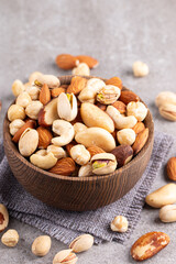 Healthy mix nuts. Almonds, hazelnuts, cashews, peanuts, pistachios, Brazil nuts