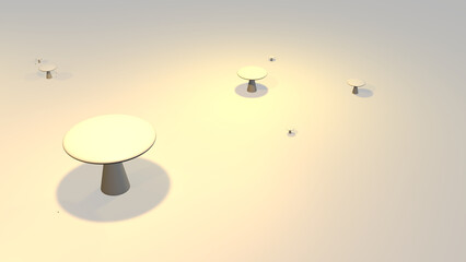 Illustration of a mushroom-shaped structure with a glowing yellow light above on white space