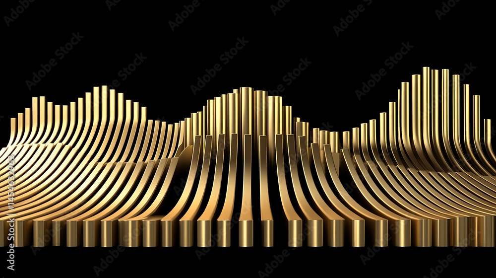 Aufkleber abstract golden wave patterns creating a dynamic visual effect on a black background