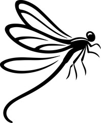 Dragonfly Line Art Illustration with Detailed Wings and fly