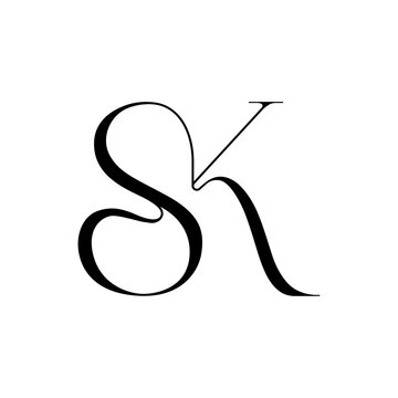 SK initial letter logo design. S and K monogram. Modern, minimalist & elegant logotype. Editable vector logo template, isolated on transparent background.