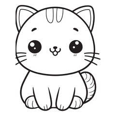 Adorable cute kitty cat coloring page for creative activities