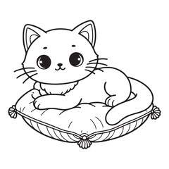 Cute Kitten Coloring Page Illustration for Kids and Adults