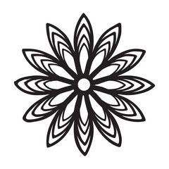 Detailed Flower Silhouette Black and White Vector Illustration Art