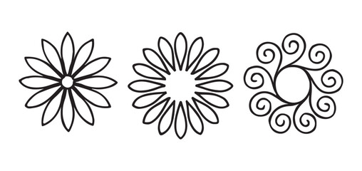 Simple Flower Outline Vector Graphic Design Element Illustration