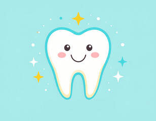 Playful dental clinic logo with smiling cartoon tooth 