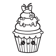 Cute and delightful cupcake with bow illustration dessert sweet treat