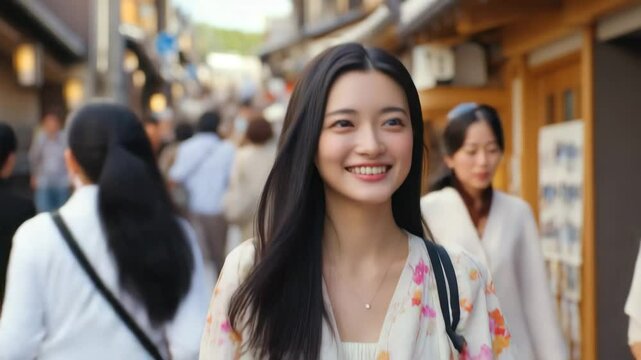 観光する日本人女性