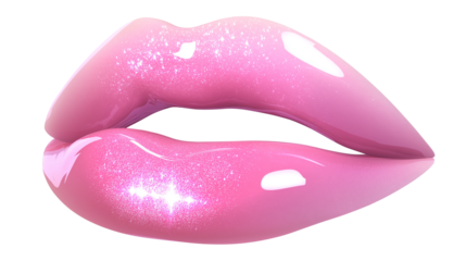 Light pink lip gloss smear with gradient shine, isolated PNG 