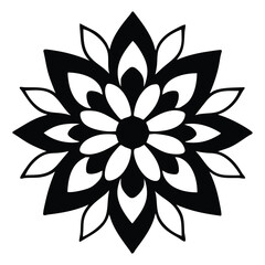 Bold Black Flower Silhouette Design Graphic Element Illustration