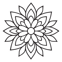 Simple Floral Mandala Illustration for Coloring Book Design Project