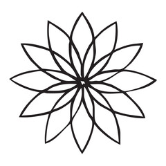 Ten Petals Flower Line Art Design Vector Illustration Style