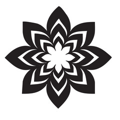 Detailed Black Flower Vector Art Design for Print