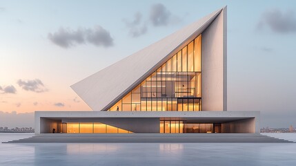 Modern architectural building at dawn