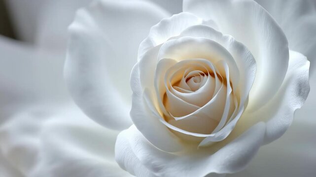 Elegant Floral Display: Macro Shot of a Pristine White Rose in Soft Light