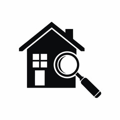 House Searching icon silhouette vector illustration