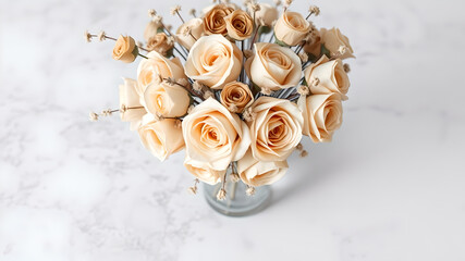 bouquet of dried roses on a gray background