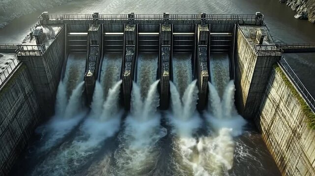 Powerful dam releases water