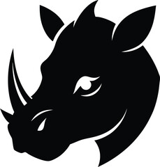 A cute cartoon vector illustration features the black and white face of a rhinoceros and a tiger head, a funny mammal design