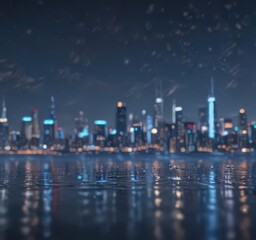 Fototapeta premium Abstract city lights, circular bokeh, blue night sky, dark, art, lights