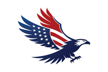 Eagle with USA flag  vector illustration on white background