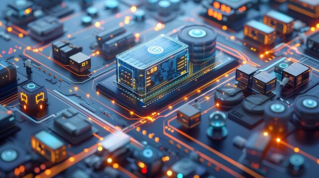 Futuristic Server Unit on Digital Circuit